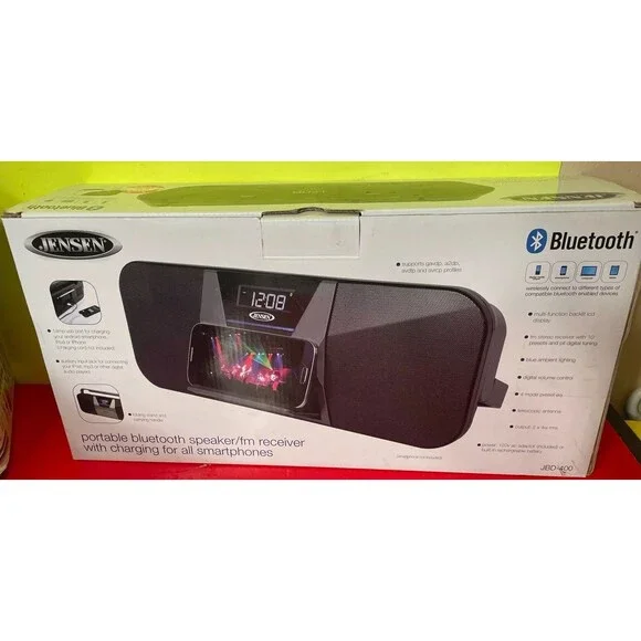 Jensen Model JBD-400 Portable Bluetooth Wireless Stereo Speaker FM Receiver